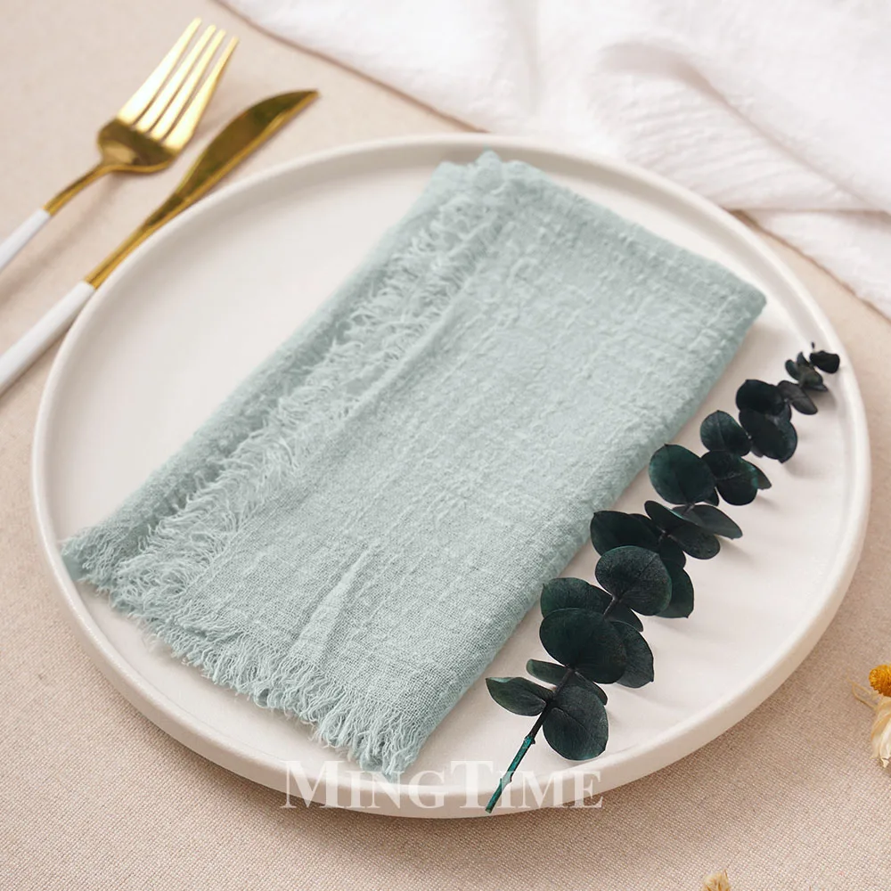 10 Pack 42x42cm Cloth Napkins Cotton Gauze Rustic Table Napkin Tea Towel Dining Place Mats Christmas Wedding Linen Decoration