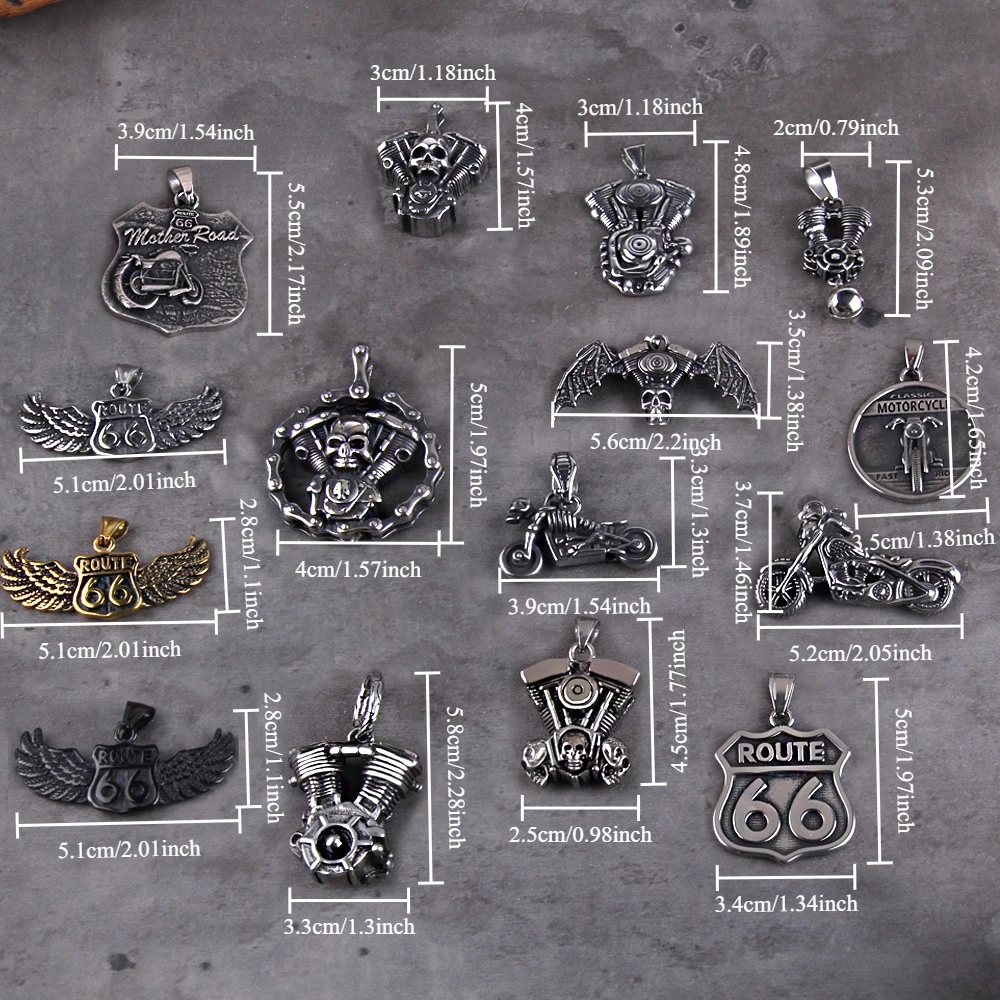 Motorcycle Series Rider Route66 Punk Men Necklace Pendant Chain New in For Women Fashion Jewelry Gifts Wholesale Stainless Steel