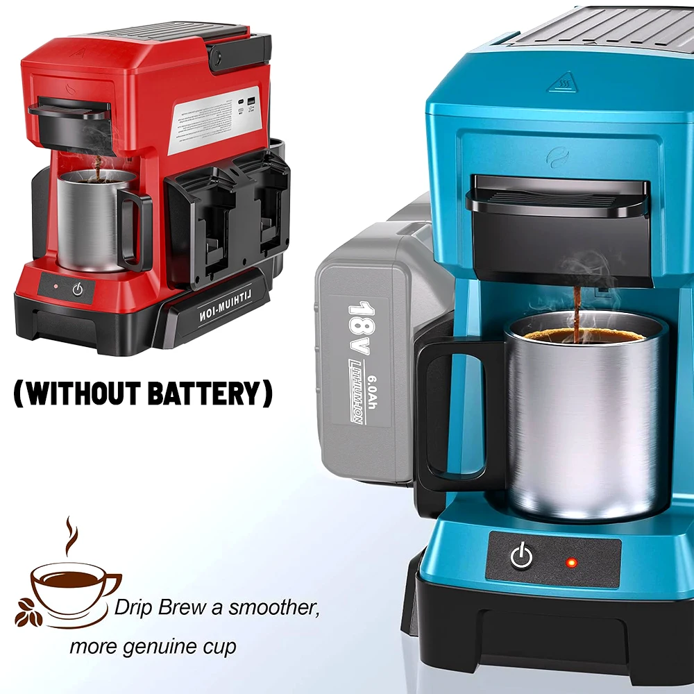 Outdoor Construction Site Drip Coffee Maker with Coffee Grinder For Makita/Ryobi/Dewalt/Bosch/Milwaukee Cordless Coffee Maker