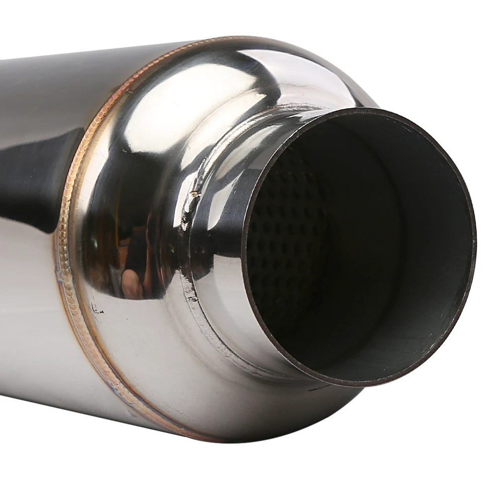 Universal 2.5" / 3" Inlet Exhaust Muffler Pipe Stainless Steel Resonator 12" Length Deep Sound Performance