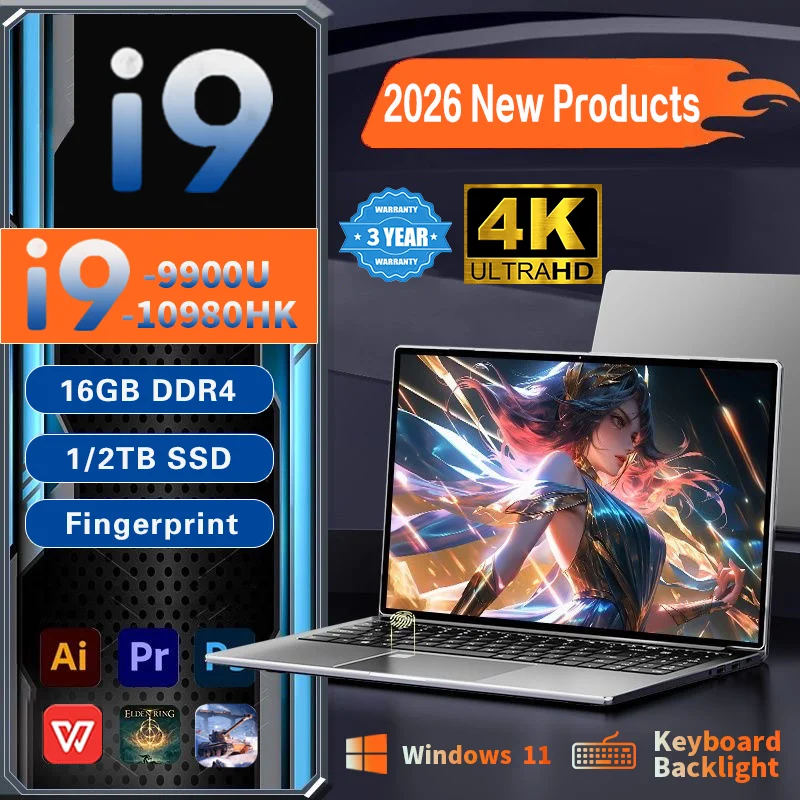 

15.6" Windows 11 Pro Laptop Computer Core i9-10980HK/i9-9900U 16GB RAM 1TB SSD Laptops Office Computer PC Fingerprint Notebook