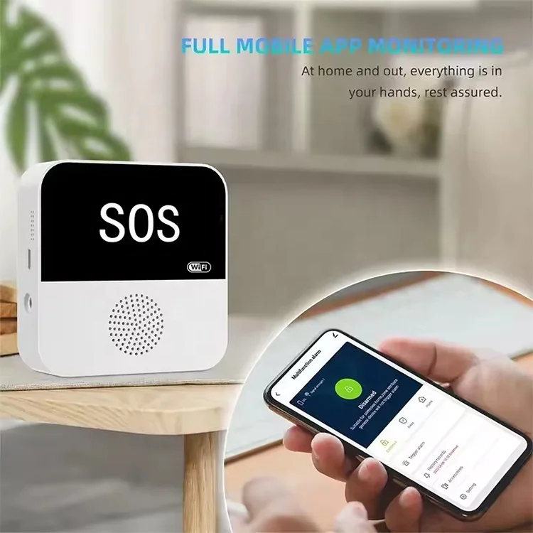 Tuya Smart Home Caregiver Pager DC5V USB Chargeable Wireless SOS Fall Alert Emergency Call Panic Button for Elderly Personal Use