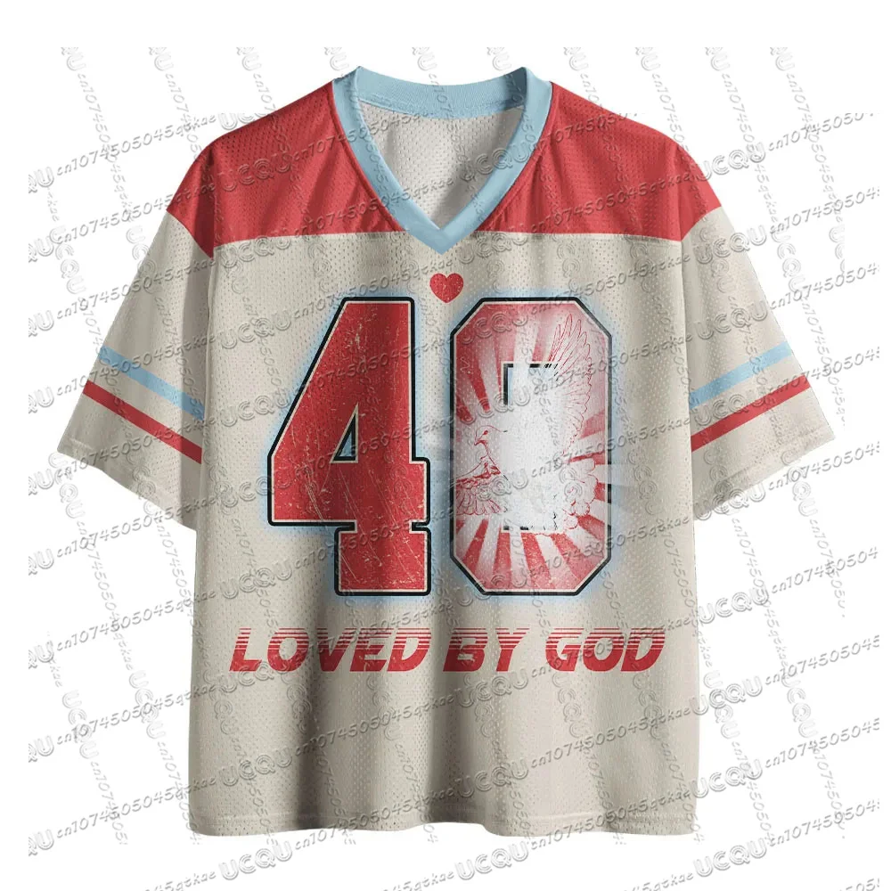 Beige 00 Number Dove Star Graphic V‑Neck Jersey T‑Shirt Oversized Soft Cotton Casual Tops Daily Street Party Men Women Unisex
