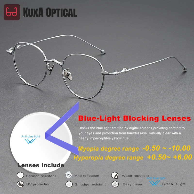 

KUXA New Design Transition Lenses Titanium Glasses Women Men Myopic Hyperopia Eyewear Prescription Optical Clear Reading Eyewear