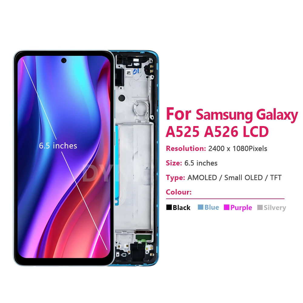 Per Samsung Galaxy A52 4G SM-A525F A525F/DS Display Touch Screen con Impronte Digitali, Per Galaxy A52 Display LCD di Ricambio