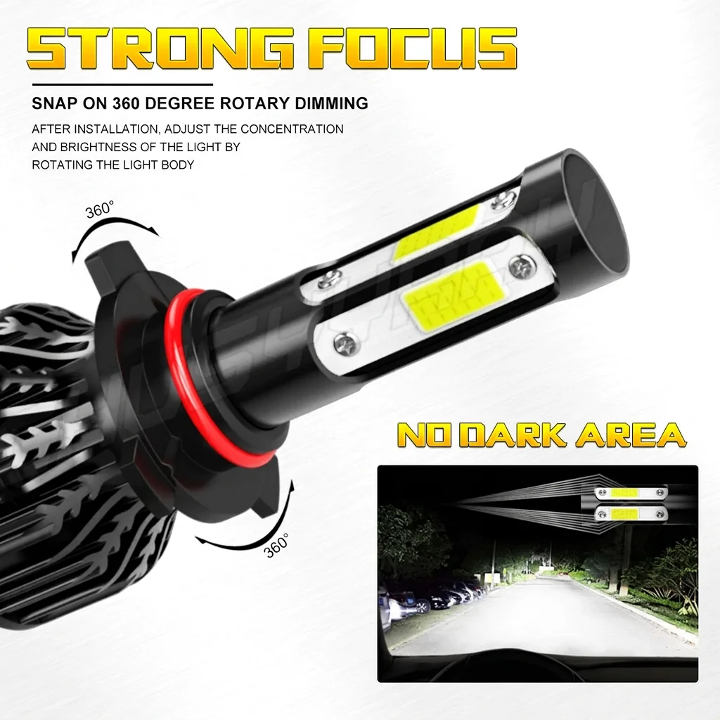 6500K 9012 HIR2 Combo LED Headlight Bulbs Kit High Low Beam Super Bright Combo White 100W 24,000LM