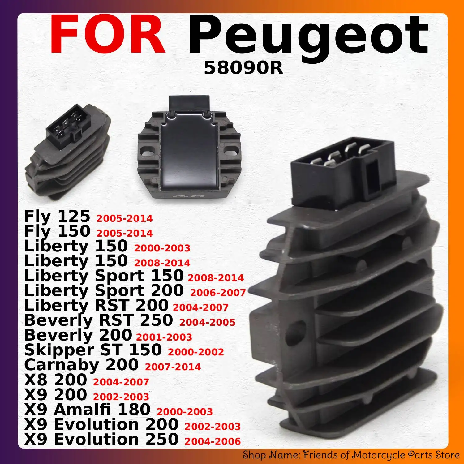 Voltage Regulator Rectifier For PIAGGIO Fly Liberty Skipper X9 Amalfi Beverly Carnaby X8 125 150 180 200 250 Sport ST RST 58090R