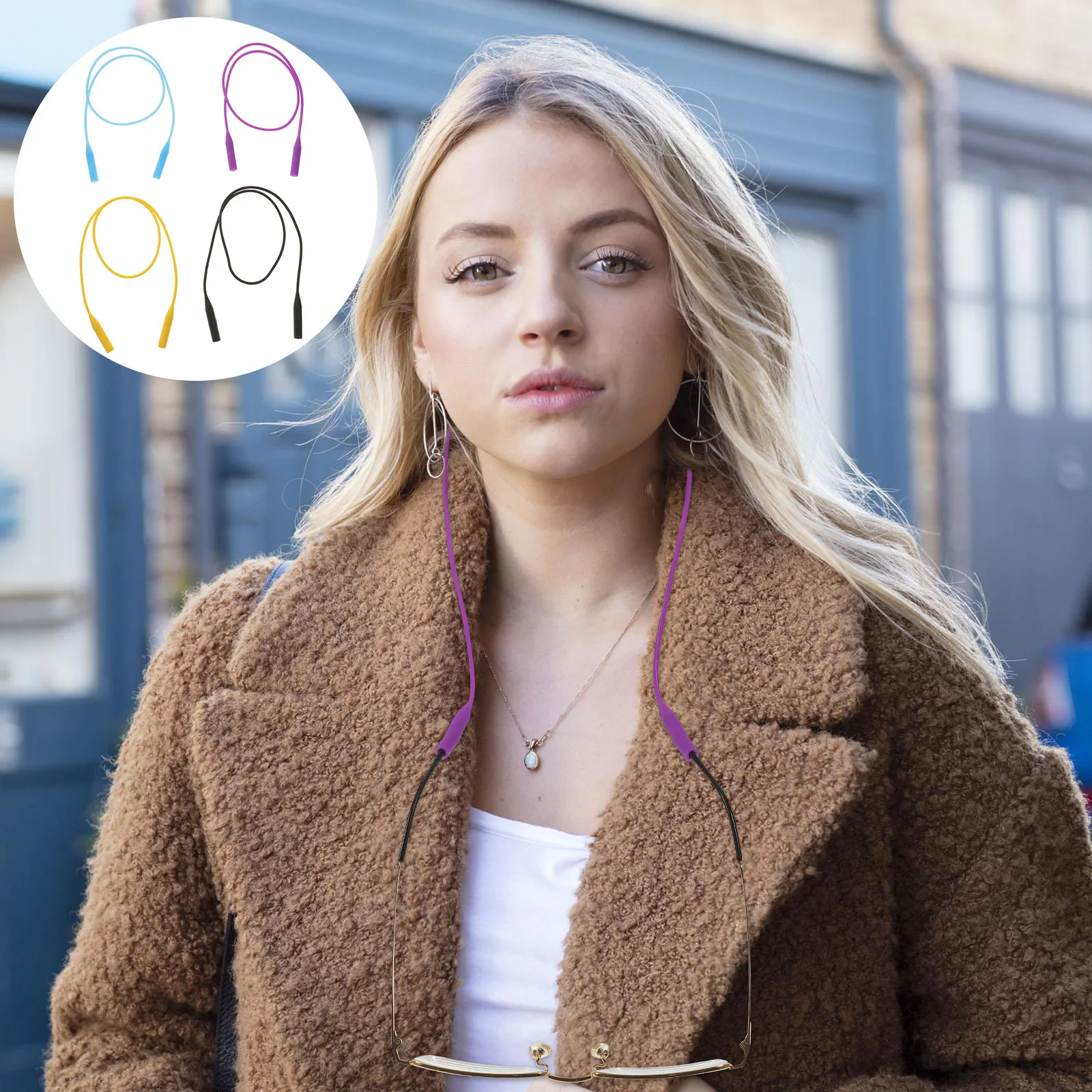 

4pcs Eyeglass Strap Holder Non-Slip Silicone Cord For Reading Glasses Sunglasses Outdoor Sports Hiking Fishing Biking Eyeglass