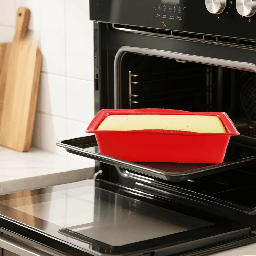 2PCS Heat Resistant Silicone Square Brownie Pan Flexible Anti-Slip Handle Cake Baking Pan Non-Stick Soft Bread Mold Pie