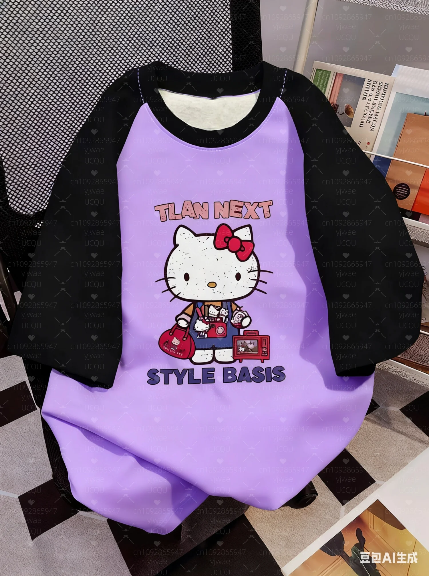 2025 حار بيع المرأة مرحبا كيتي طباعة خفيفة الوزن تنفس الخامس الرقبة قصيرة الأكمام تي شيرت المرأة تي شيرت المرأة جيرسي تي شيرت #3