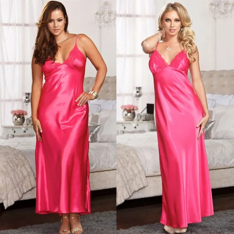 シルクサテン スリップ セクシー ドレス ネグリジェ 調節可能なストラップ マルチサイズ ランジェリーセット エレガント パジャマ