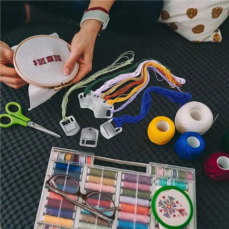 M11K-180Pcs Acrylic Embroidery Floss Drop, Clear Embroidery Thread Organizers Slim Floss Bobbins Cross-Stitch Thread Bobbins