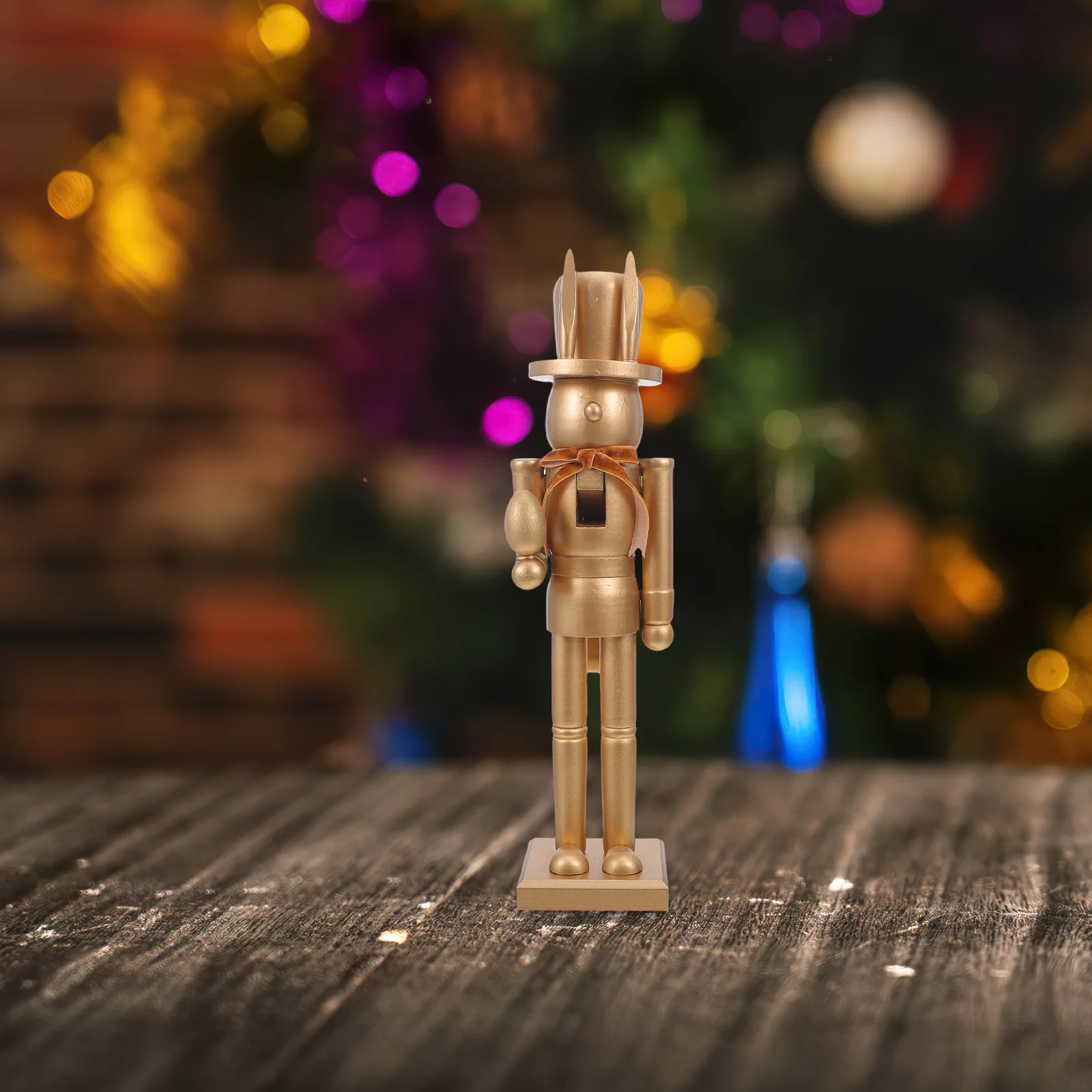 

38.5cm Wooden Bunny Nutcracker Ornament - Spring Festival Decor Centerpiece for Easter Party Home Decoration - Rabbit Nutcracker