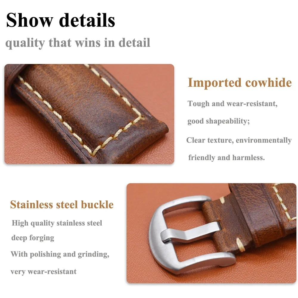 High Quality Genuine Leather Watch Strap 20mm 22mm 24mm Watchband Quick Release Men Women Watch Band for HAYLOU Watch R8 Huawei