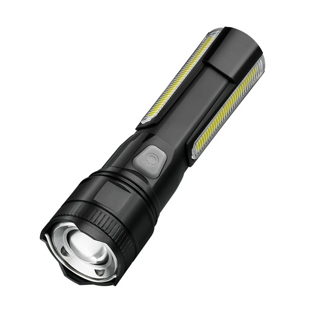High Performance Rechargeable Flashlight with Zoom Function Type C Fast Charge and COB Flood Light for Outdoor Adventures