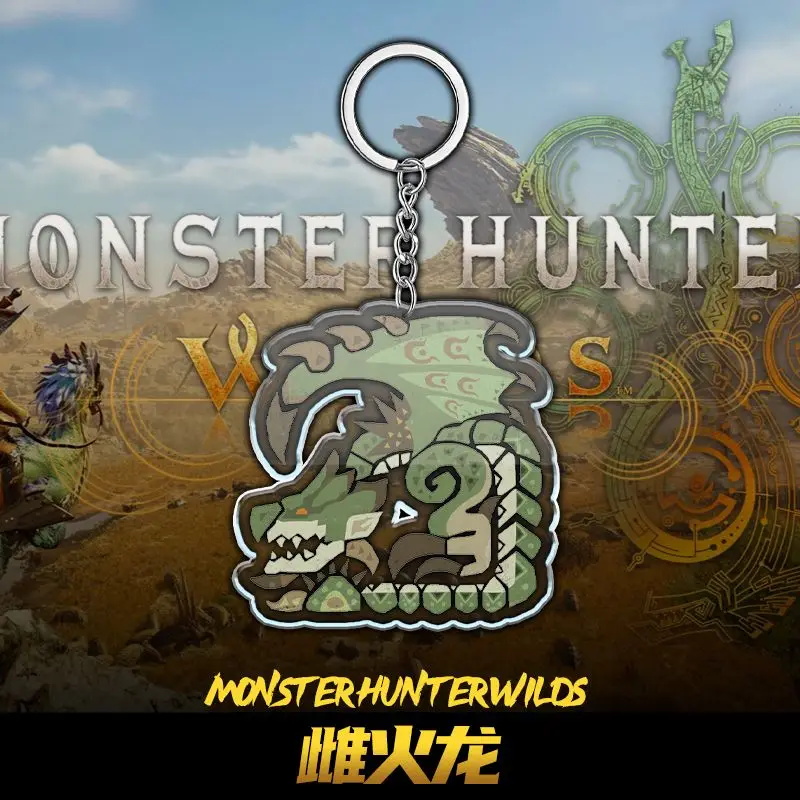 مونستر هنتر وايلدز  سلسلة مفاتيح أكريليك كرتونية لطيفة على شكل لعبة Rathalos Alma ملحق زخرفي لحقائب الظهر للأولاد والبنات #5
