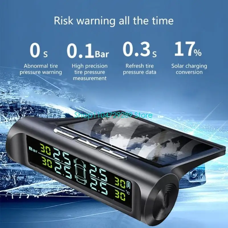 

D8KE Color Screen Tire Pressure Monitoring Solar Powered External Sensors for Vehicle