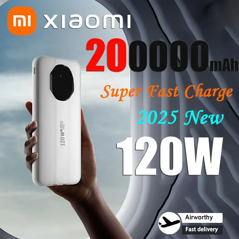 Xiaomi 120W 200000mAh Power Bank Fast Charging Built-in cable High Power Bank Portable Battery Charge For iPhone Samsung Huawei