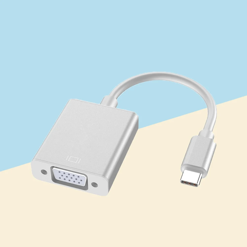 Adattatore da USB-C a VGA Cavo USB 3.1 tipo C argento per laptop e tablet Supporto ricarica rapida Plug Play sostituibile a caldo