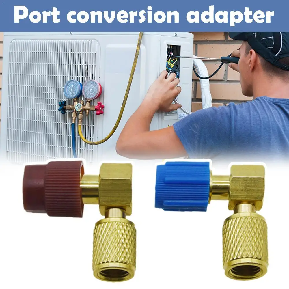 

Адаптер преобразования высокого/низкого порта от R12 до R134A с A/C 90 ° Адаптер для преобразования порта разъема Быстроразъемный разъем