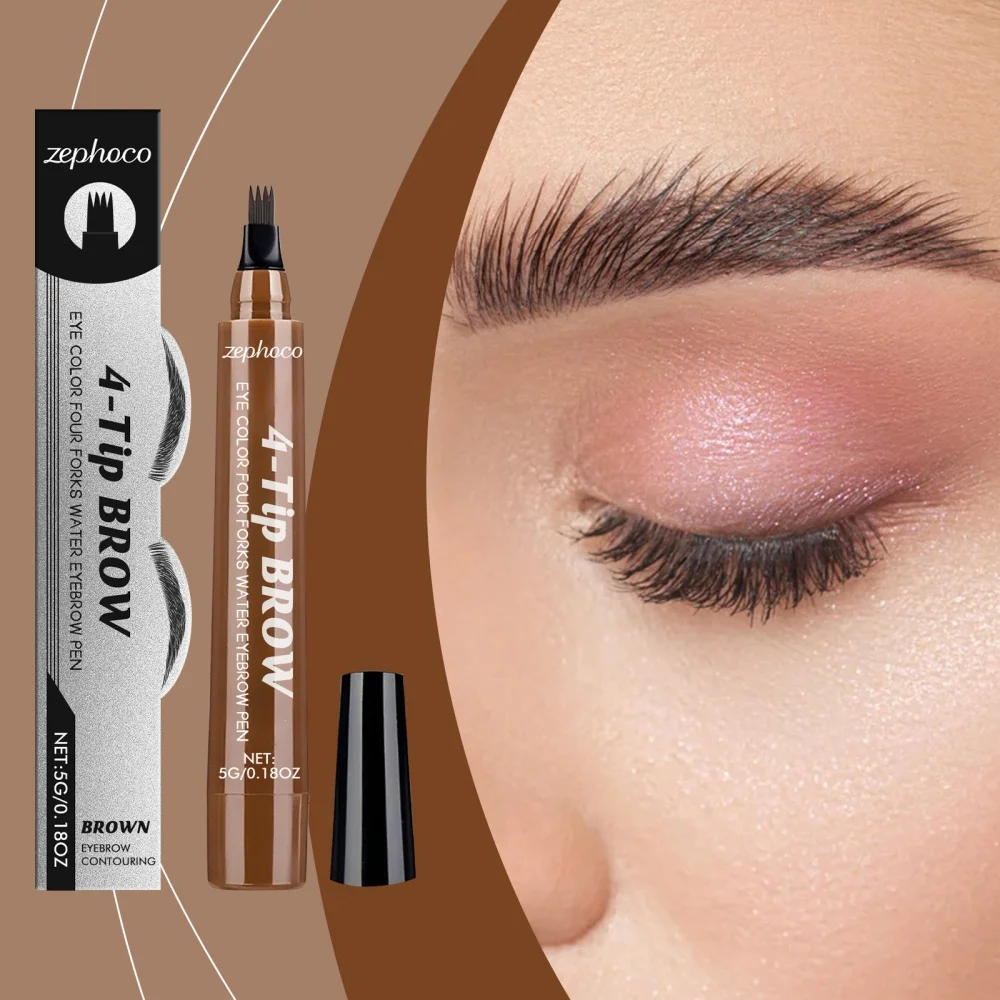 

Brown Four Forked Eyebrow Pen Waterproof Liquid Eyebrow Pen Long lasting Eyebrow Pen 4-point Eyebrow Pen Cosmetics