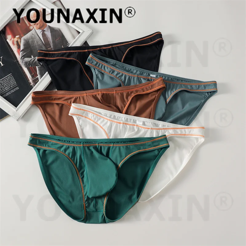 5 Pieces Men's Sexy Stretch Bikini Briefs Low Waist Big Bulge Pouch Mini Triangle Thong Underwear For Men M L XL 2XL