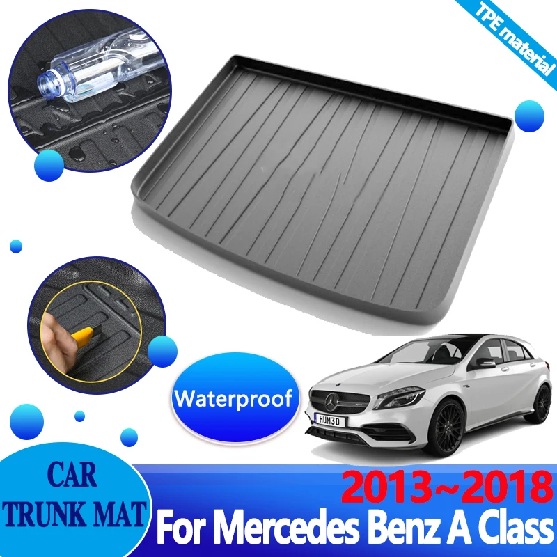 

Car Trunk Mats for Mercedes Benz A Class W176 2013~2018 Cushion Anti-dirty Liner Carpet Protector 3D TPE Storage Pad Accessories