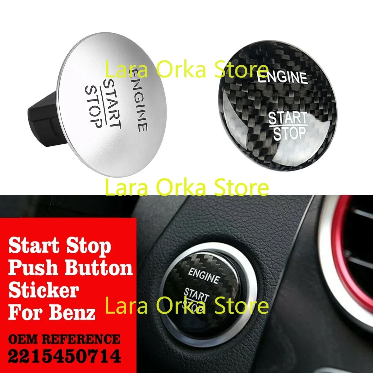 

OEM 2215450714 Start Stop Push Button w/ Carbon Fiber Sticker Fits Mercedes Benz