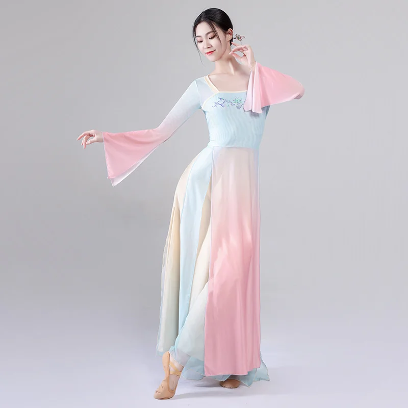 Vestido de baile clásico para mujer, elegante vestido de gasa con encanto corporal, vestido de artes marciales, baile folclórico de rendimiento en China