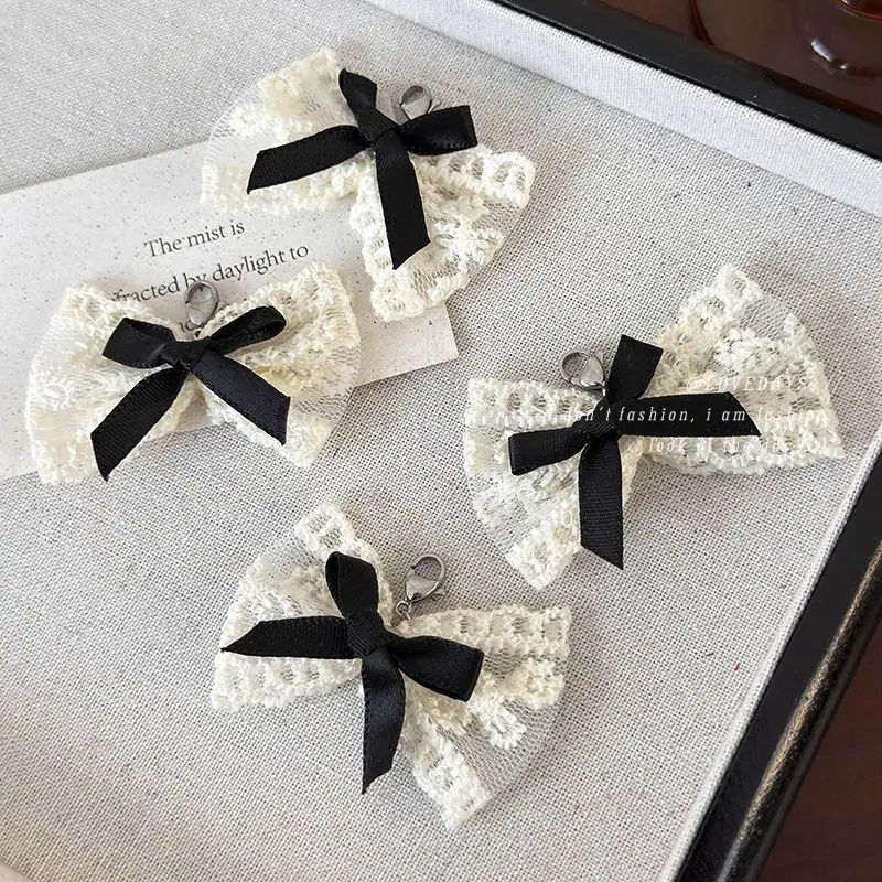 

Black White Lace Bow Shoe Clips Removable DIY Versatile Decor for Sneakers Premium Elegant Sparkling Lightweight Daily Wear