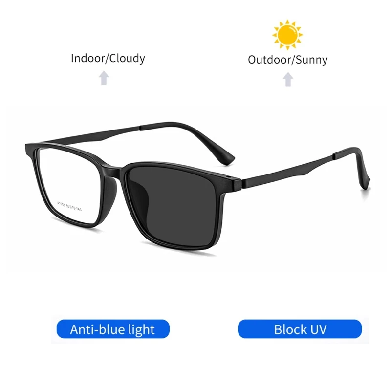 Ultralight Pure Titanium Photochromic Anti Blue Light Reading Glasses for Men Radiation  Protection Computer Presbyopia Glasses