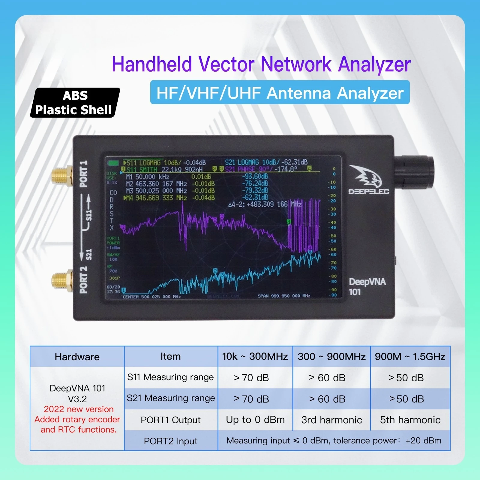 DeepVNA Vector Network Analyzer NanoVNA HF VHF UHF talent, shortwave, standing wave meter