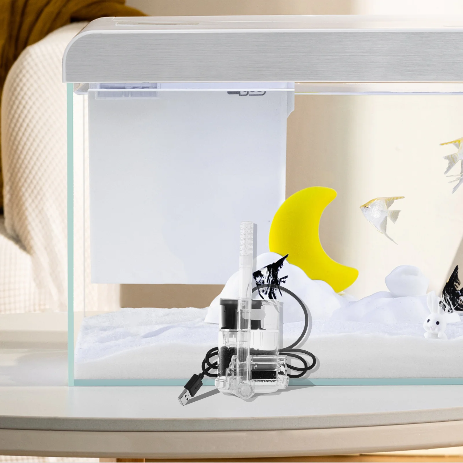 

Transparent Mini USB Filter Box Quiet Waterfall Purification for Fish Tank Aquarium Home Office Filtration Water Drip Box