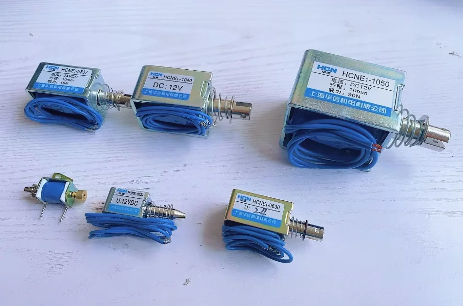 DC6V DC12V DC24V HCNE1-0730 Open frame eletroímã tipo push-pull tipo 5N 10mm tração