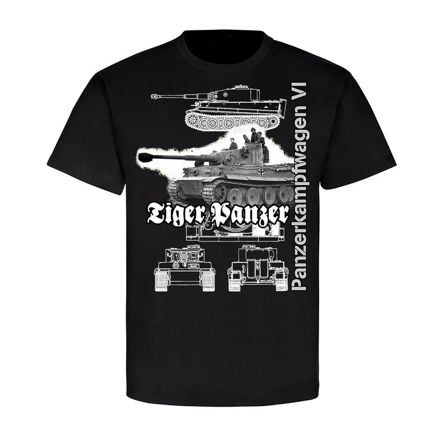 Vintage Wehrmacht Panzer VI Tiger Tank T-Shirt 100% Cotton O-Neck Summer Short Sleeve Casual Mens T-shirt Size S-3XL