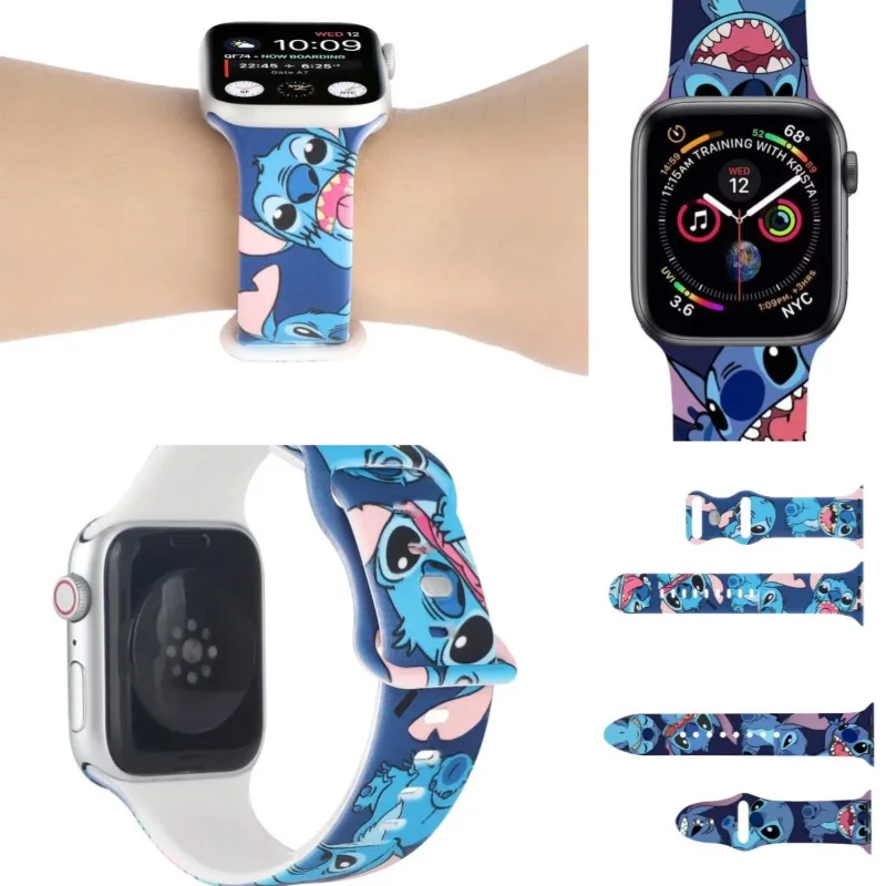 

Ремешок Disney Stitch Loop Watch Serie 9 8 7 6 SE для Apple Watch Series Band 46 мм 44 мм Ultra 2 49 мм 45-41 мм 40 мм Спортивный браслет