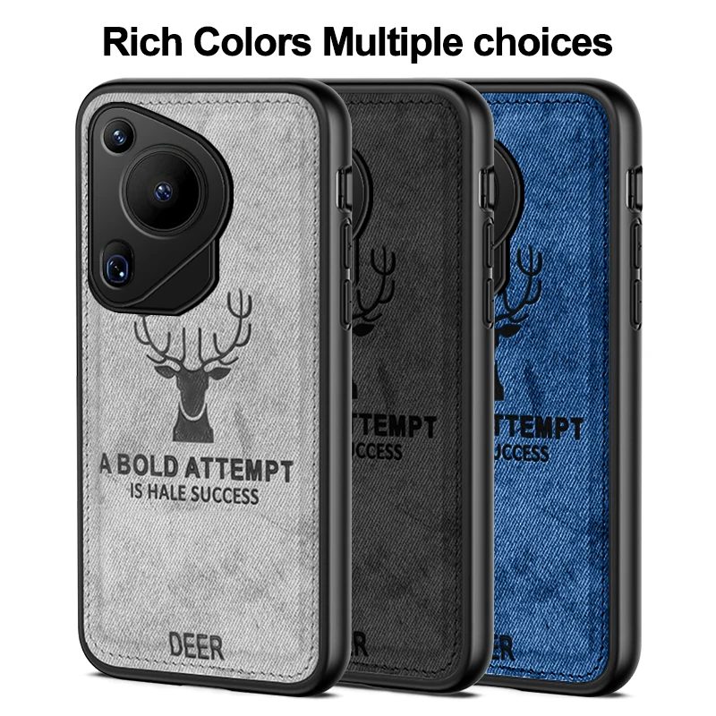 For Huawei Pura 70 Ultra case 3d deer pattern cloth fabric cover For Huawei Pura 70 Pro Plus 5G silicone frame shockproof coques