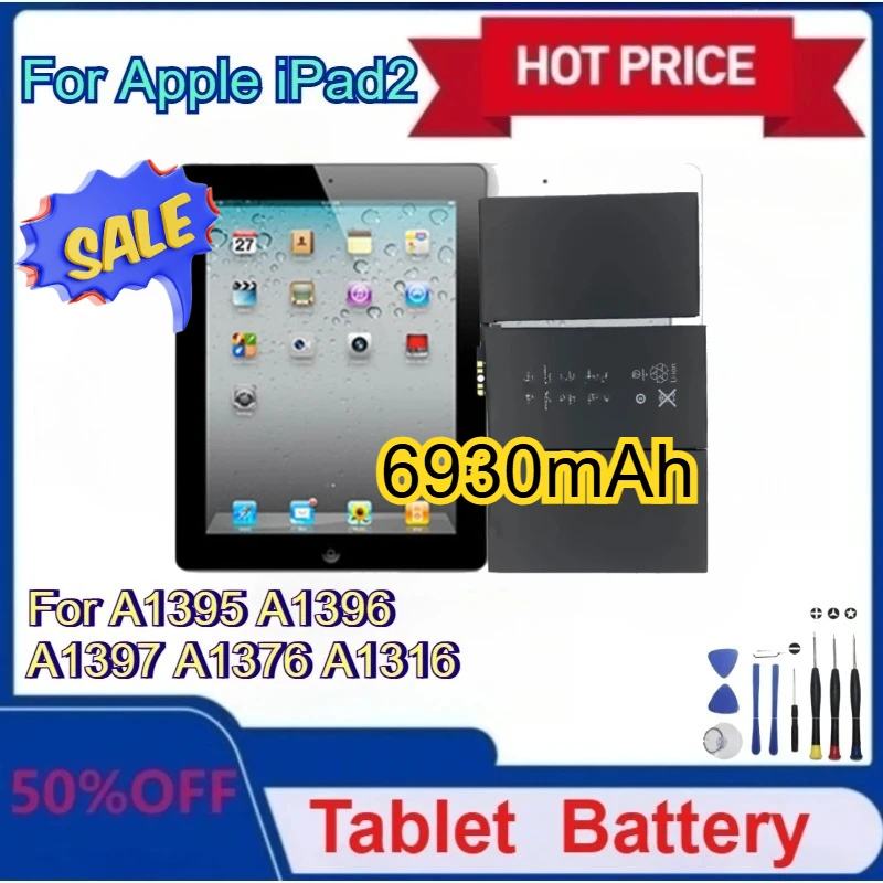 

New Tablet Batteries 3.8V 6930mAh for IPad 2 A1395 A1396 A1397 A1316 A1376 in Stock with Tools