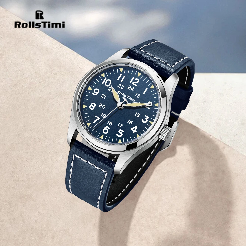 

ROSSITIMI 2026 Новые мужские кварцевые часы 42 мм Благородная роскошь отличного качества Наручный кожаный ремешок Светящаяся указка Водонепроницаемая функция