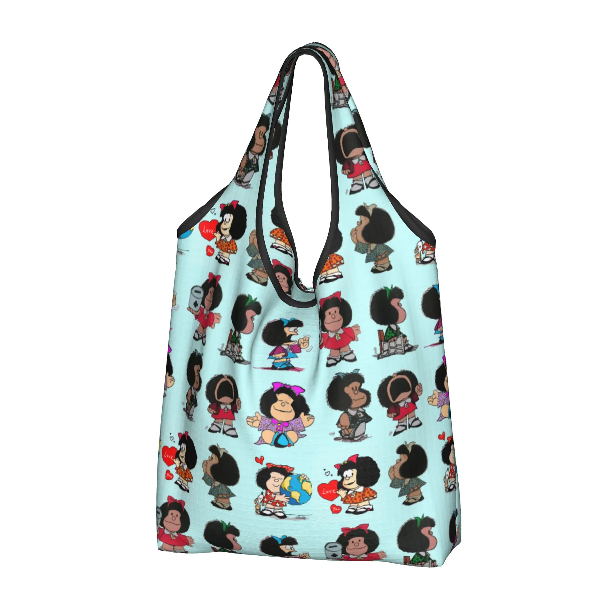 Funny Print Cartoon Mafalda Funny Meme Shopping Tote Bags Portable Shoulder Shopper  Handbag