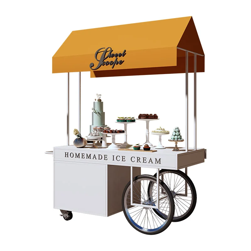 

Nordic mobile stall square float outdoor wrought iron dining car night market cart scenic area sales truck coffee drink truck