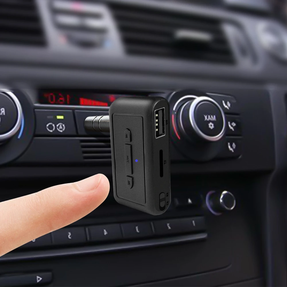 2 In 1 Car Bluetooth 5.3 Receiver Transmitter Adapter Mp3 Wireless Player Audio AUX Conversion 3.5mm Jack Support U Disk TF Card