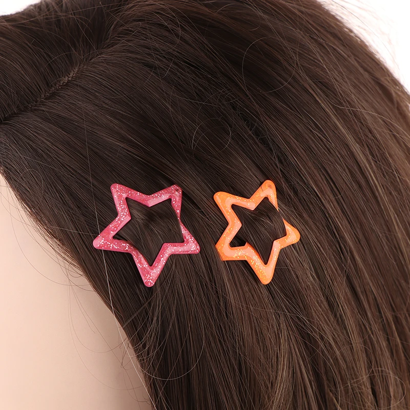 10pcs Cute Fluorescent Star Shape Hair Clips For Girls Children Lovely Hair Decorate Hairpins Kids Hair Accessories