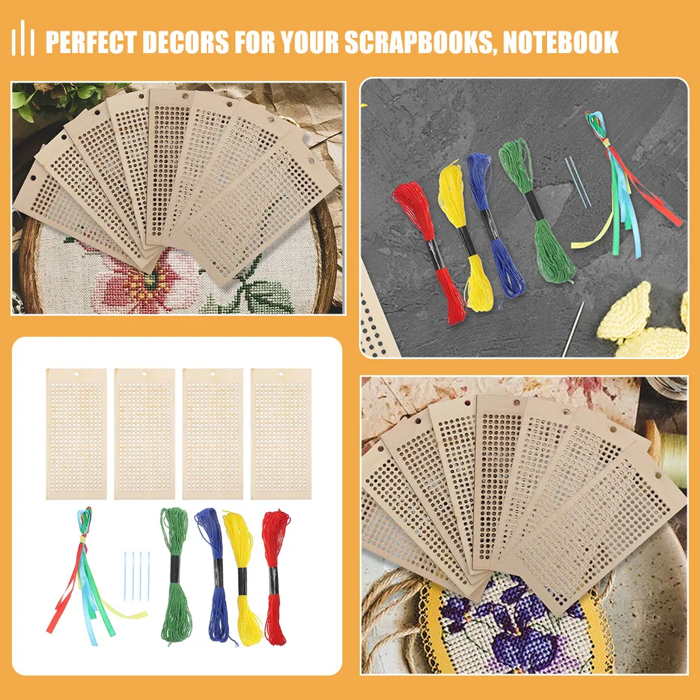 1Set Blank Wood Bookmark Kit DIY Embroidery Cross Stitch Bookmarks Portable Delicate Unfinished Hollow Out for Students Teachers