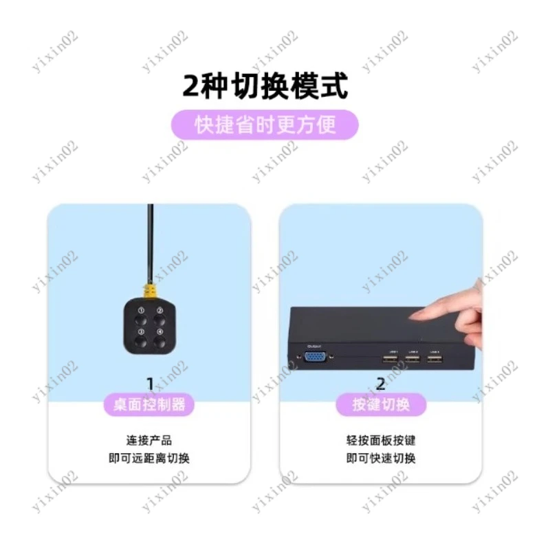 VGA KVM Switch USB Sharer Out Switcher for Computer Monitor Keyboard Mouse Sharing