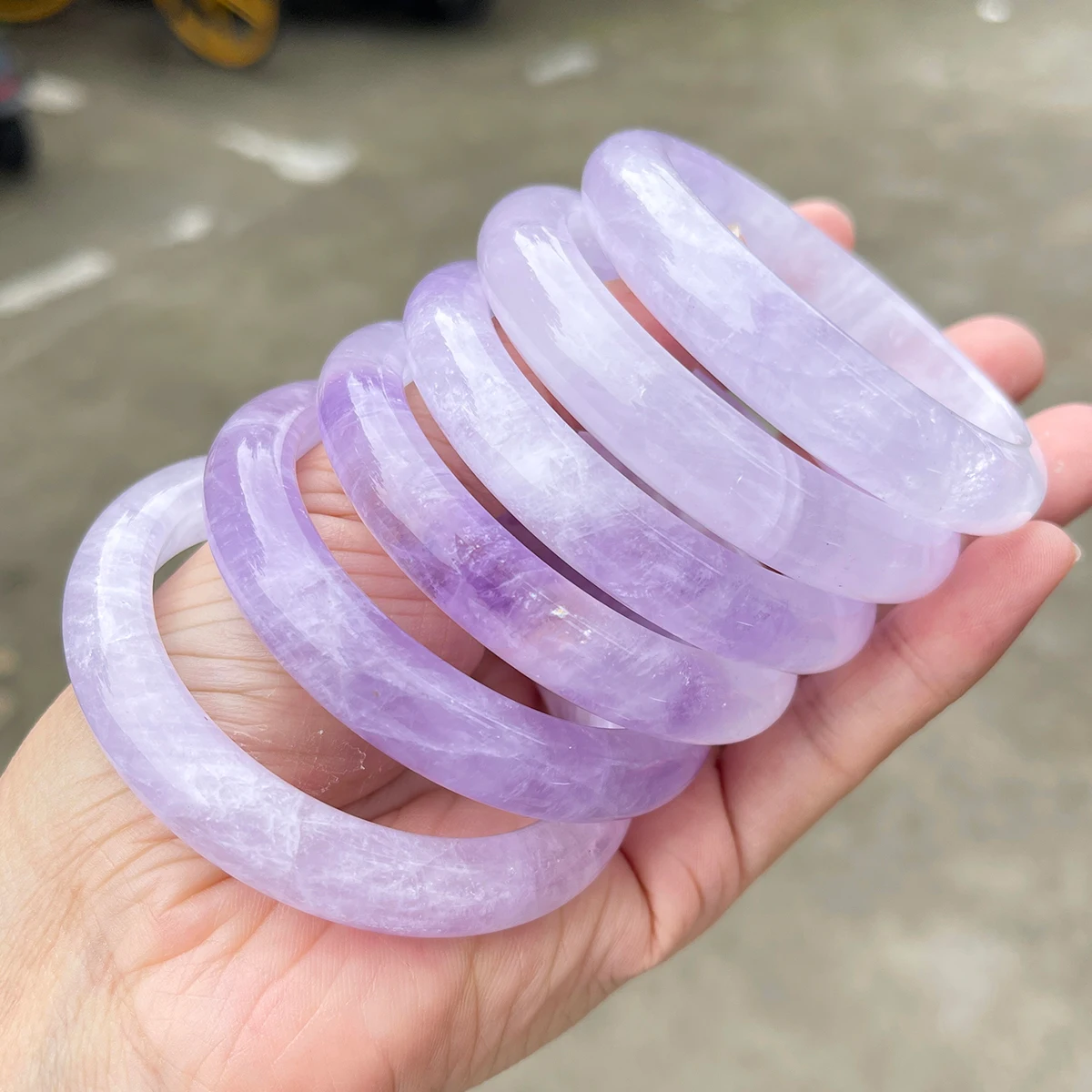 Natürliches Lavendel-Amethyst-Armband Eisig Transparenter Lila Armreif für Frauen Eleganter Kristallschmuck Geschenk – Detail 10