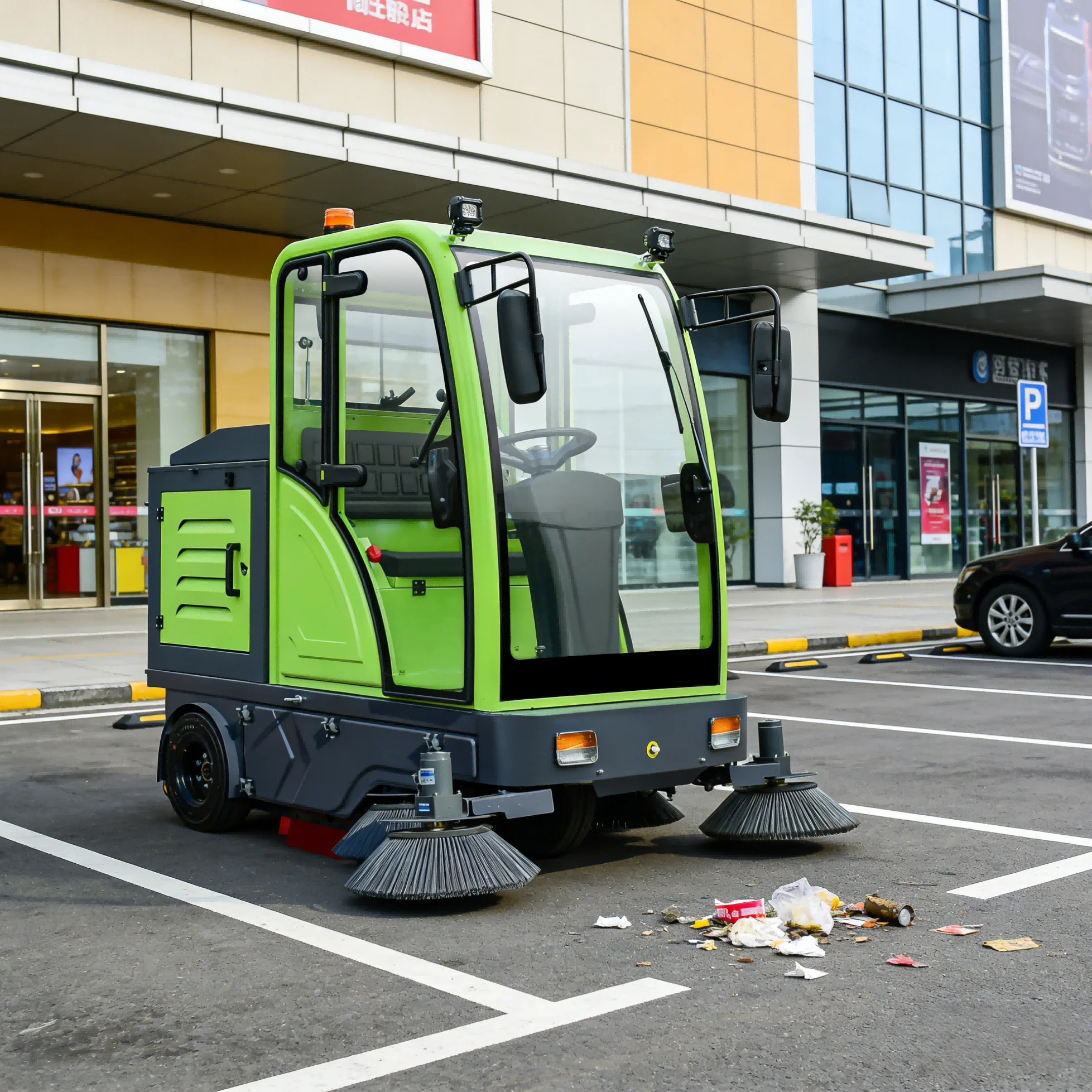 New Industrial Electric  Self-Propelled Floor Scrubber Robot with Dual Brushes and Side Brush Street Sweeper with CE certificate