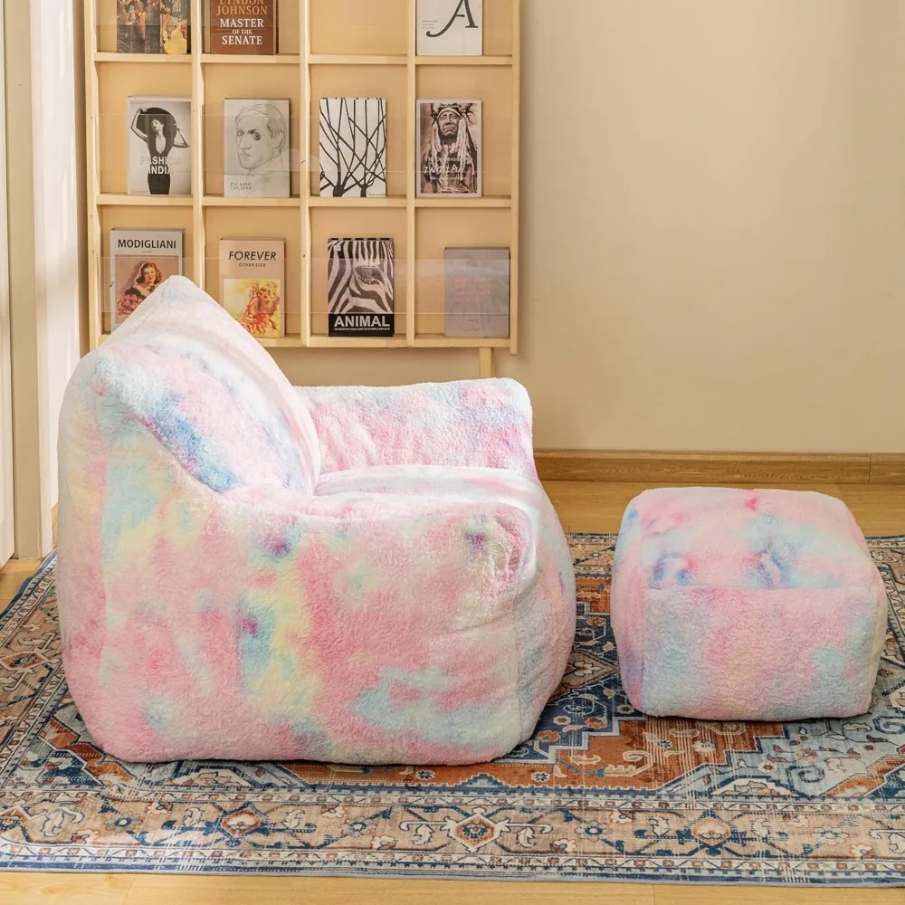 كرسي بين باج، كرسي كيس القماش شيربا أكسنت ومجموعة عثمانية، كرسي كيس القماش الصناعي مع رغوة الذاكرة المملوءة، أريكة كسولة مريحة #3