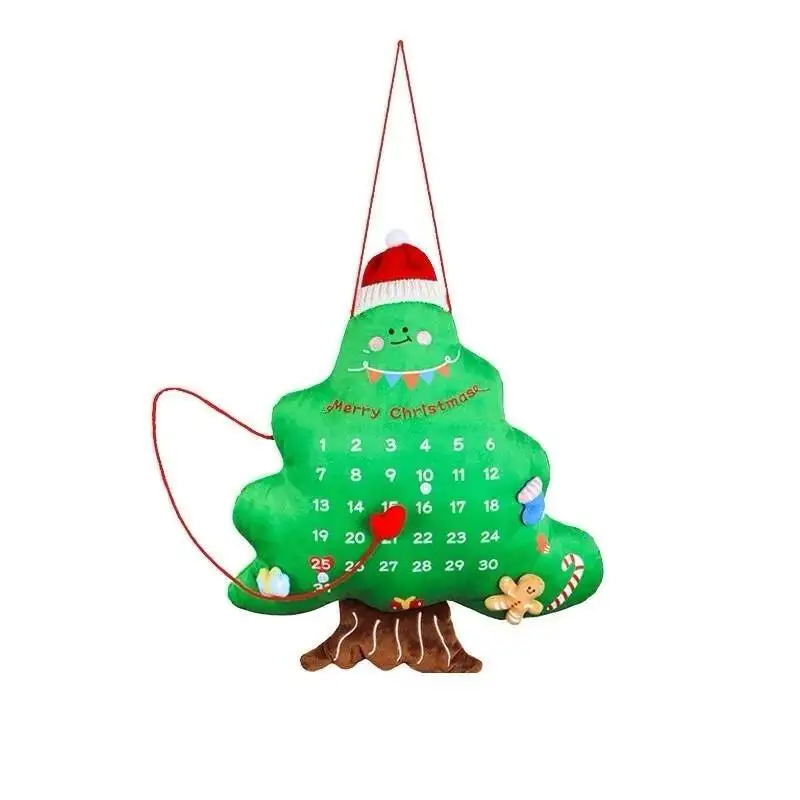 Christmas Tree Countdown Calendar Throw Pillow Cute Gingerbread Man Snowman Plush Doll Living Room Sofa Cushion Decor Toys Gifts