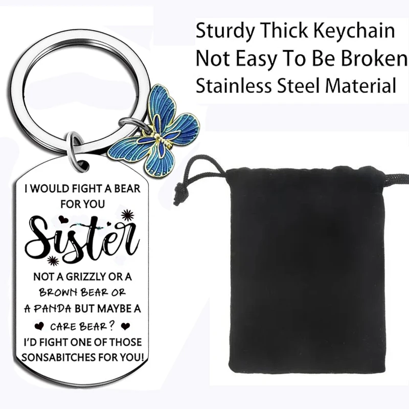 Funny Sister Keychain Birthday Gift Ideas From Sisters Brother Big Sister Gifts from Little Sister Cute Keychain